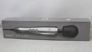 A boxed as new Doxy - Die Cast - Solid Metal Plug-In Vibrating Wand Massager (Over 18s only).