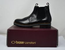 Two pairs of men's boxed as new Base London Hadrian Chelsea Boots in waxy black (UK 9).