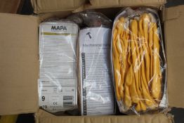 A large quantity of Mapa Professional Titan 383 nitrile coated oil resistant gloves (size 9,
