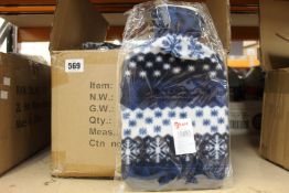 Thirty six boxed as new RAM 2ltr Hot Water Bottles in various soft fleece designs.