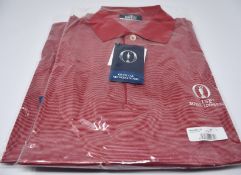Two as new Filo de Scozia The Open polo shirts in red (XL).
