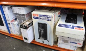 Fifteen various oil filled heaters and convector heaters to include Logik, Russell Hobbs and Curry'