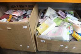 Two boxes of assorted toiletries.