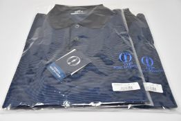 Two as new Filo de Scozia The Open polo shirts in blue (M).