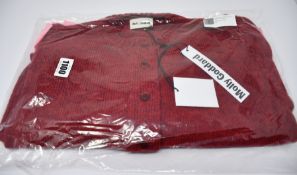 An as new Molly Goddard Giuseppe frill cardigan in red with pink (M - RRP £288).