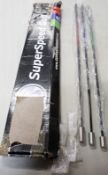 A SuperSpeed Golf 3-club swing speed training aid kit (Red, Green and Blue, box damaged).