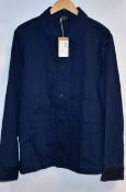 An as new A.P.C. Nathaniel work jacket in blue (L - RRP £187, please note item has security tag