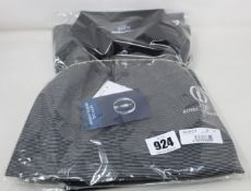 Two as new Filo de Scozia The Open polo shirts in black (XL).