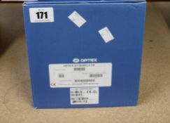 A boxed as new Optex AX-200TFR 60m beam detector.