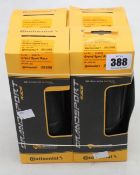 Four as new Continental Grand Sport race 700 x 28c foldable bicycle tyres.