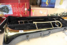 A pre-owned Jupiter trombone in hard case.