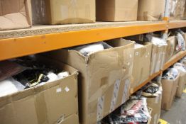 Four boxes of assorted clothing and related items.