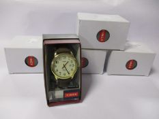 Five men's as new Easy Reader gold-tone case and brown leather strap watches (TW2P75800).