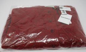 An as new Molly Goddard Giuseppe frill cardigan in red with pink (L - RRP £288).