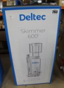 A boxed as new Deltec 600i protein skimmer.