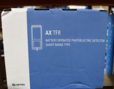 A boxed as new Optex AX-200TFR 60m beam detector.