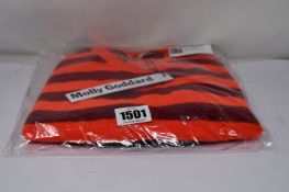 An as new Molly Goddard Claus striped wool gilet in neon orange/red (Size S - RRP £320).