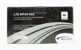 Three boxed as new Triax Wolsey LTE WFAV 425 Masthead Amplifier Kits (some damage to boxes).