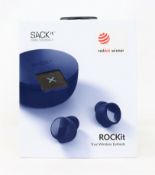 A boxed as new pair of SACKit ROCKit X In-Ear Headphones in Sapphire (Box sealed).