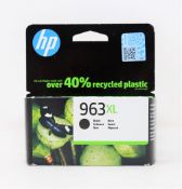 Five boxed as new HP 963XL High Capacity Black Ink Cartridge (P/N: 3JA30AE) (Expiry date: Feb