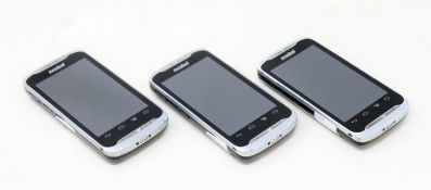 Three pre-owned Motorola TC55 Mobile Android Computer Barcode Scanners.