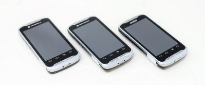 Three pre-owned Motorola TC55 Mobile Android Computer Barcode Scanners.