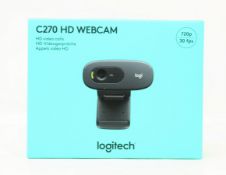 Eight boxed as new Logitech C270 HD Webcams (P/N: 960-001063).