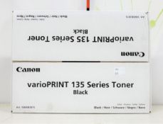 Five boxed as new Canon VarioPrint 135 series toner cartridges in black (PN: 6117B004-AA)