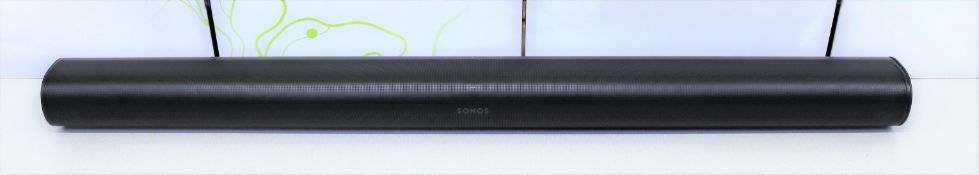 A pre-owned Sonos Arc Soundbar in Black (Some damage to outer housing. Powers on, not tested