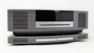 A Bose Wave System III and WiFi soundtouch pedestal in silver (possibly pre-owned) (includes