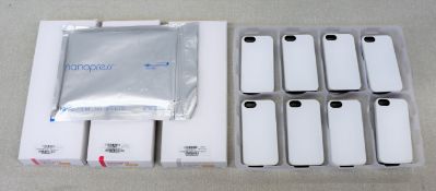 A box of IDT systems custom phone case printing consumables to include: 12x case blacks for iPhone