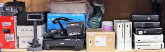 A quantity of assorted new and pre-owned electronic items to include: Xbox 360 consoles, Logitech