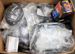 A box of assorted new and pre-owned small electrical items (All items sold as seen).