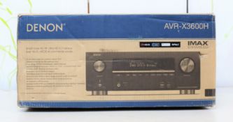 FAULTY - A boxed Denon AVR-X3600H AV amplifier/tuner in black (paperwork reports a fault with
