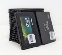 Seventeen pre-owned 120GB SATA SSD Drives (Wiped): 1 x PNY, 3 x Integral, 6 x Hypertec, 7 x Apacer.