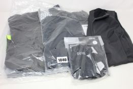 Four items of as new Gore cycling clothing; women's R5 3/4 tights (EU 36), C5 jersey (M), C5 GTX