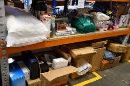 A quantity of assorted miscellaneous items to include bedding, flasks, water bottles, crafting,