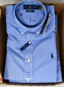 Five as new Ralph Lauren blue shirts (2 x XS, 2 x S, 1 x XXL - RRP £50 each, please note these