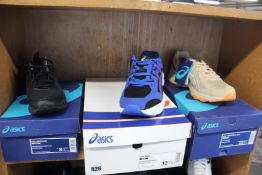 Three pairs of as new Asics trainers; Gel-Venture 6 SPS (UK 11), Gel-BND (UK 11) and Gel-Mission (UK