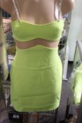 An as new David Koma linear mesh midriff mini dress in neon yellow (UK 10).