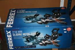 A Ferrex 216mm Sliding Mitre Saw (2000W).
