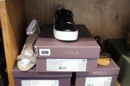 Three pairs of as new Carvela footwear; Bravo (EU 39), Jealous lace up sneakers (EU 38) and Kink