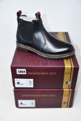 Two pairs of men's boxed as new Base London Hadrian Chelsea Boots in waxy black (UK 6 and UK 7).