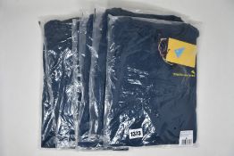 Six as new Kluttermusen Run Roadmap T-shirts in midnight blue (3 x S, 3 x L - RRP £40 each).