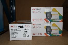 Three HIK Vision COLORVU 2MP 3.6MM Mini Bullet Cameras (DS-2CE10DF3T-F).