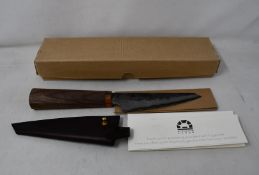 An as new Blenheim Forge gyuto knife 12.5cm blade, walnut handle and copper ferrule (Over 18s
