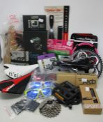 Mixed cycle components and accessories including Electron Terra 1 rechargeable cycle light, VDO