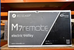 A Motocaddy M7 remote electric golf trolley.