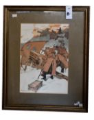 A Print Depicting World War II Gunners Illustrated In Constructivist Style, Signed indistinctly