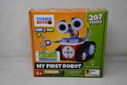 A boxed as new Tinker Bots 'My First Robot' interactive coding robot.